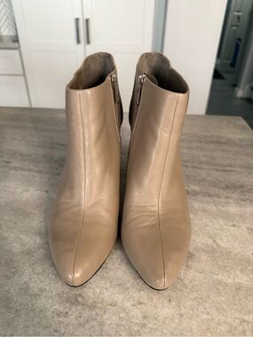 Circus by Sam Edelman Taupe Leather Block Heel Ankle Boots - Women